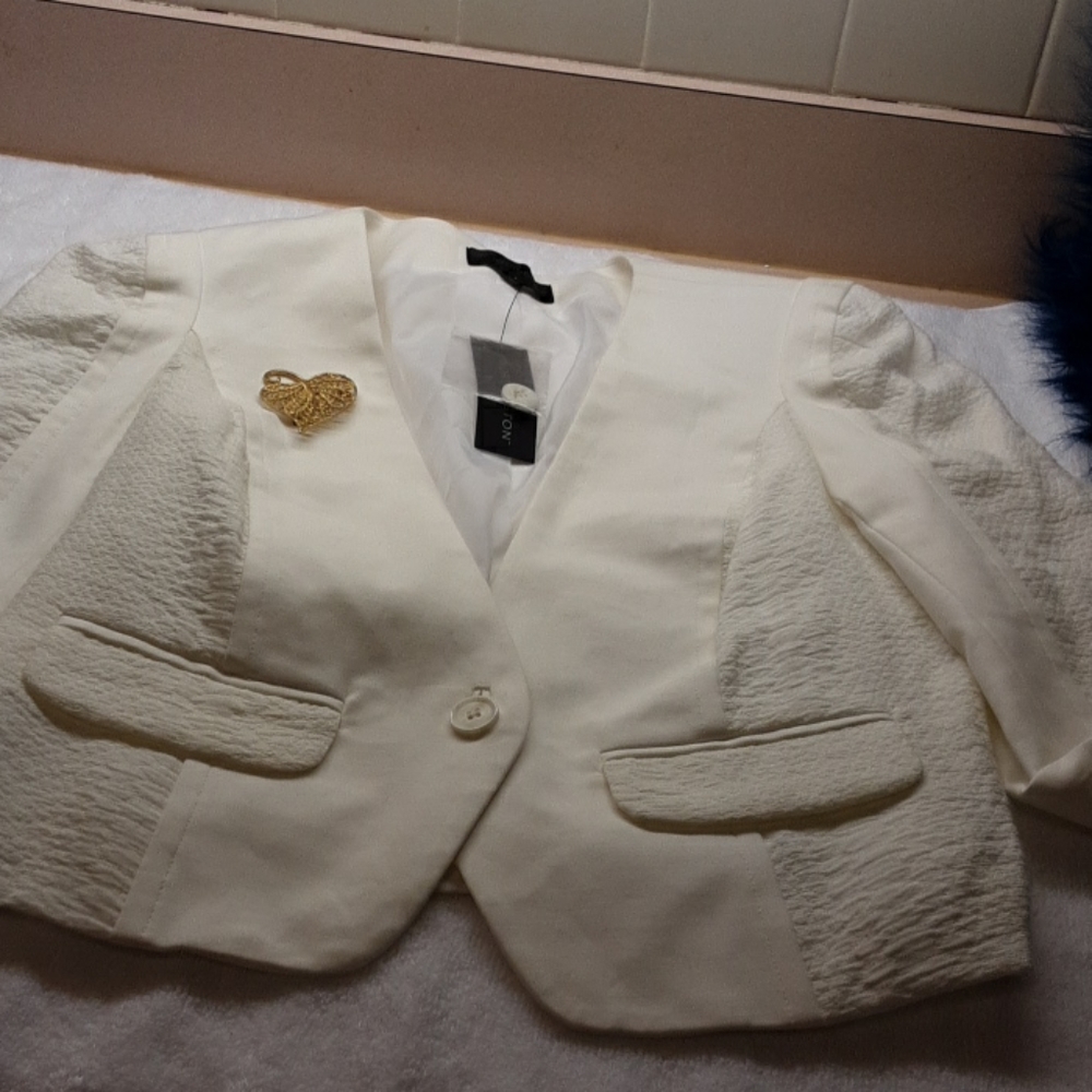 Worthington off white snake womens blazer size 6 - Picture 6 of 9